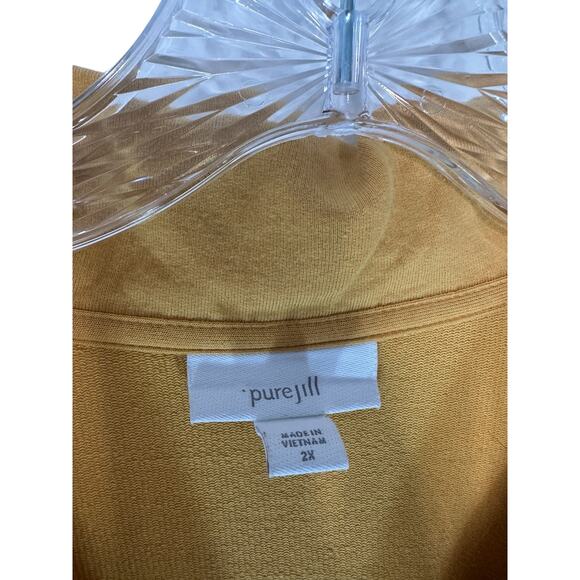 J. Jill Pure Jill Yellow Basic Casual Stretch Soft Button‎ Front Top Size 2X - Picture 2 of 11